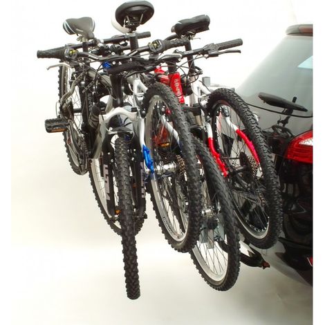Porte-vélo basculant pour 4 vélos sur boule d'attelage – Système de blocage avec protections caoutchouc – Acier robuste – Fabriqué en Italie – Polaire