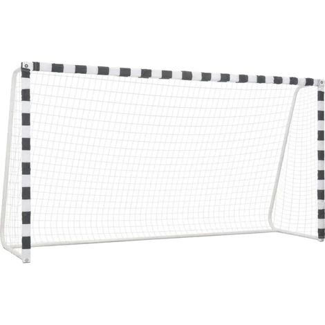 Portería de fútbol, ​​estructura metálica resistente, fácil montaje, blanca. (1/2)