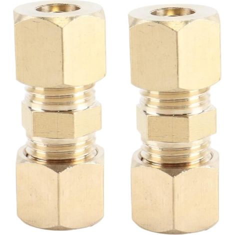 4pcs 8mm Outside Diameter Brass Compression Fittings for Air, Oil, Gas and Vacuum Pipes, Corrosion Resistant Plumbing Adapter (1/5)
