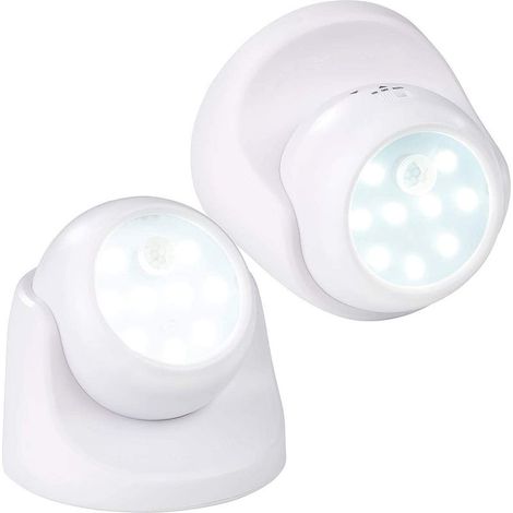 Lampe LED sans fil : Lot de 2 spots LED sans fil avec détecteur de mouvement et rotation à 360° (1/5)