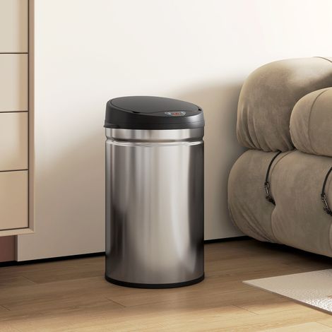 Poubelle à capteur de 30 litres avec fonction fermeture douce, poubelle en acier inoxydable sans contact pour cuisines hygiéniques ManBo