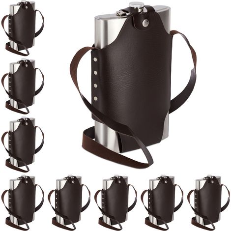 9 x XXL Stainless Steel Flask, High-Quality Canteen with Carrier Bag, 1.8 l Capacity, Party Treat, Silver (1/5)