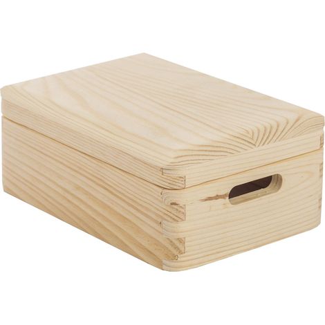Astigarraga – Boîte de rangement en pin massif avec couvercle – Dimensions 20x15x9 cm – Poids 0,50 kg – Prêt à peindre ou vernir