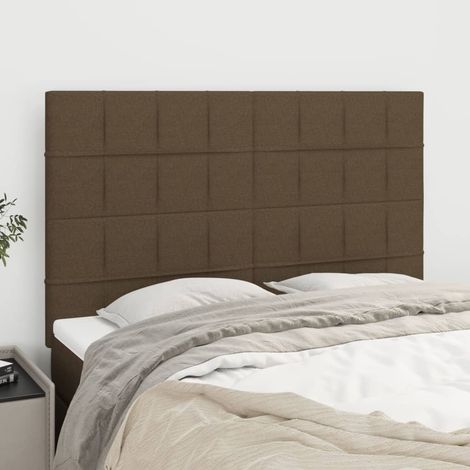 4 pcs Têtes de lit pour lit adulte, Tableau décoratif de chevet élégante Marron foncé 72x5x78/88 cm Tissu CDE31263 (1/5)
