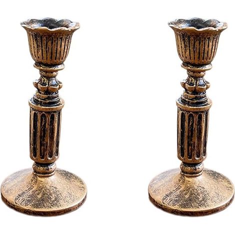 2er-Set: Goldene Kerzenständer, dekorative Retro-Kerzenständer, Vintage-Kerzenständer aus Messing, kleine goldene Kerzenständer, ideal für Hochzeiten, Kamine und als Wohndekoration