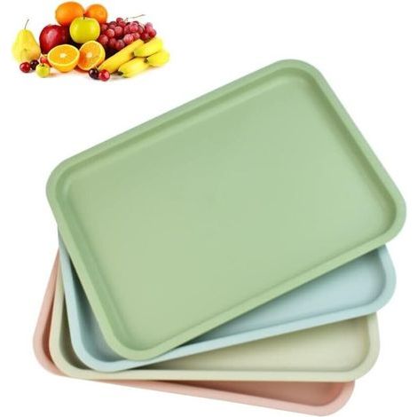 4 Couleurs Plateaux de Service en Plastique Cafés Rectangle Plateaux Restauration Rapide Plateau Service Alimentaire Plats pour Boissons Fast Food Cuisine Salle Manger Café (1/5)