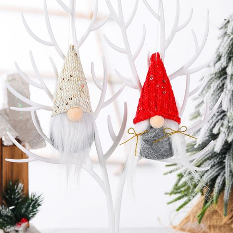 4 Gnomes de Noël Suspendus en Peluche Artisanale Suédoise - Décoration de Sapin et Décoration Murale Festive pour la Maison