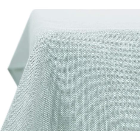 Nappe aspect lin 130x160 cm, hydrofuge, lavable, vert menthe
