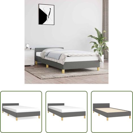 vidaXL Sommeil de qualité - Cadre de lit sans matelas gris foncé 100x200 cm tissu (1/5)