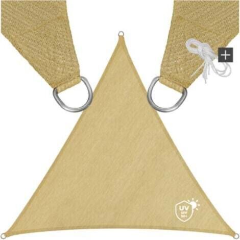 Voile d'ombrage triangulaire, beige - 300 x 300 x 300 cm, pour jardin, terrasse, extérieur, balcon (1/4)