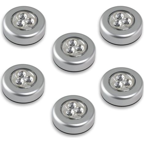 6 lampes LED sur piles - Il faut pousser dessus pour les allumer - Lumière Blanche [Classe énergétique A+++] (1/4)