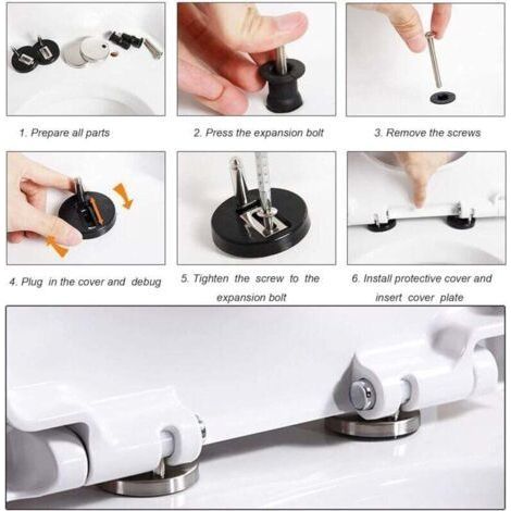2 Stück 50-mm-Universal-WC-Sitzscharniere als Ersatz, passend für alle WC-Sitze, schnelle Montage (1/4)