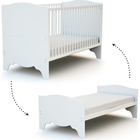 AT4 - Lit bébé évolutif en bois MARELLE Blanc 70 x 140 cm (1/5)