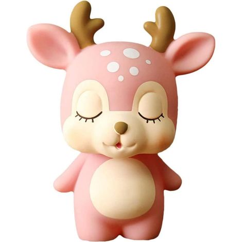 Sparen Sie Geld mit einem hölzernen Sparschwein in Form eines rosa Rehs – ideal als Tischdekoration und originelles Geburtstagsgeschenk.