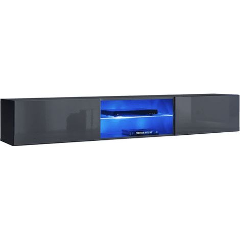 Banc TV mural Switch RTV 3 - L 180 x P 40 x H 30 cm - Gris - Livraison gratuite