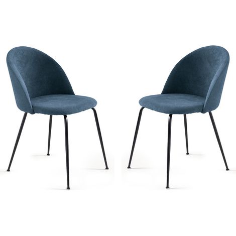 Sedia da pranzo in tessuto Blu e gambe metallo Nero - KAREN 2 sedie (1/5)