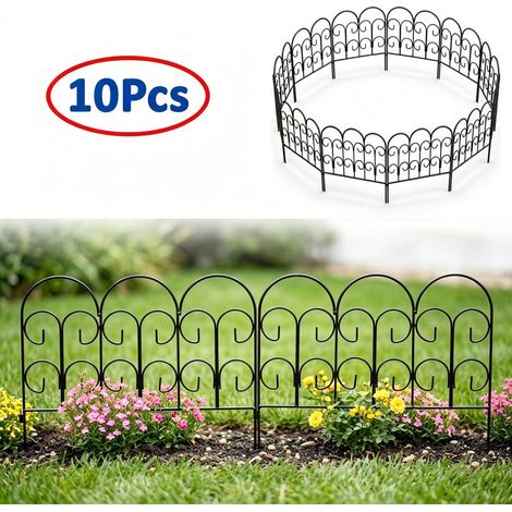 10pcs Decor Metal Garden Fencing, Rust Proof Wire Barrier for Dogs Rabbits, Yard Patio Landscape Edging (1/5)