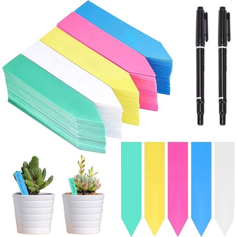 500 x Plant Labels, Waterproof Plastic Plant Labels, 5 Colours Plant Markers, for Nursery, Seeds and Grass (1/5)
