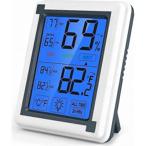 Thermomètre et hygromètre d'intérieur et d'extérieur avec 3 capteurs extérieurs, écran LCD rétroéclairé et affichage des tendances (1/4)