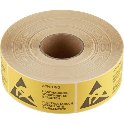 Panneau d'avertissement antistatique (ESD) Wolfgang Warmbier 2850.3675.D jaune, noir (L x l) 75 mm x 36 mm autocollant (1/2)