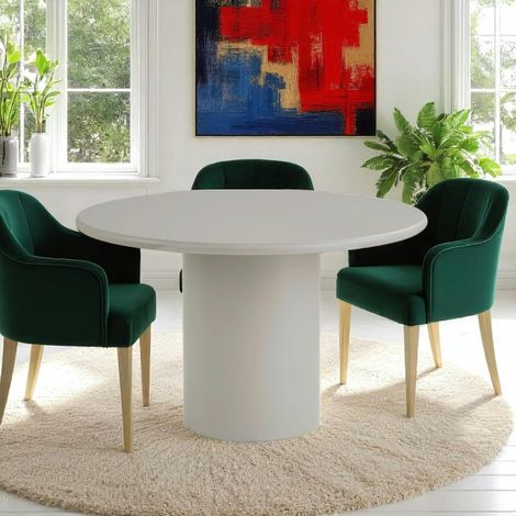Table ronde sable avec pied central Ø120 cm ALBERTA (1/2)