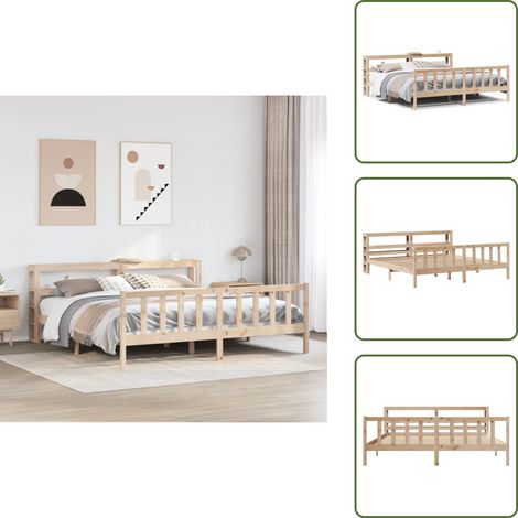 Letto con ripiani - vidaXL Letto senza Materasso 180x200 cm in Legno Massello di Pino - Letto in pino