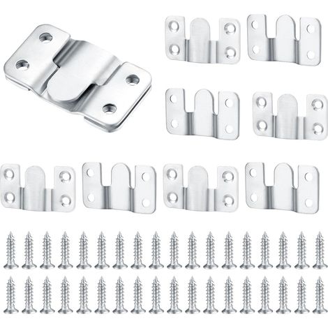 10 soportes empotrados ocultos, resistentes, con enclavamiento, para colgar muebles, herrajes de acero inoxidable para cuadros, espejos y exhibidores de imágenes.