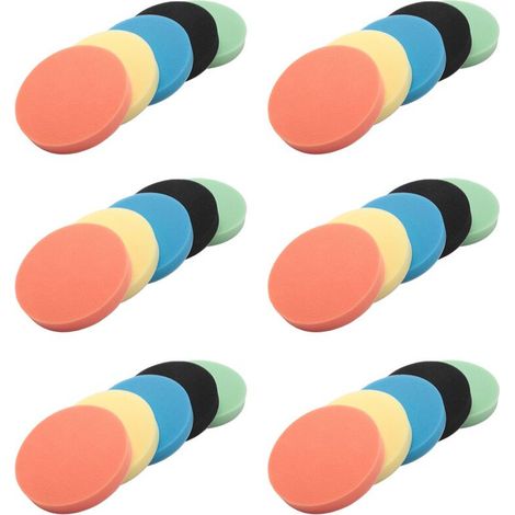 Convient pour un paquet de 30 tampons de nettoyage et de polissage plats en éponge jaune clair de 6 pouces (150 mm) pour polisseuses de voiture.