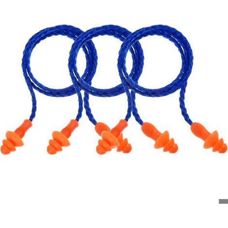 20 paires bouchons d'oreilles silicone anti-bruit avec cordon, réutilisables, idéaux sommeil & protection auditive (1/5)