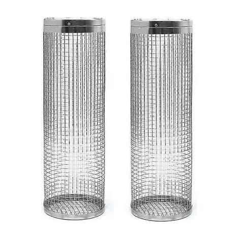 Lot de 2 paniers à griller à roulettes - Le meilleur panier à griller qui soit, en acier inoxydable rond. (1/5)