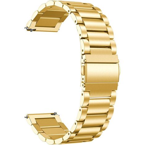Bracelet de montre en acier inoxydable 20 mm, bracelet de remplacement doré à trois maillons (1/4)