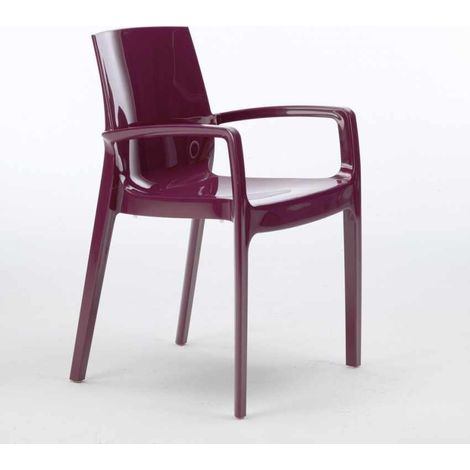 Stock 22 Sillas Apilables con Reposabrazos de Polipropileno Cream Grand Soleil - Morado