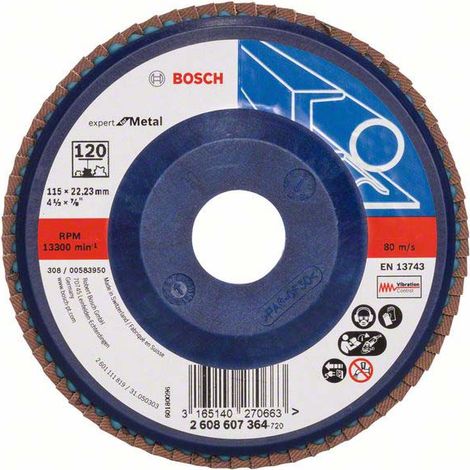 Bosch Fächerschleifscheibe Expert for Metal 115 22,23 120 gerade Kunststoffteller - 2608607364 (1/5)