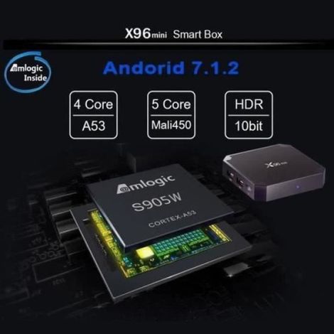 ZG20820-X96 mini Smart TV Box 2+16 Go Lecteur Multimédia Android 712 Quad Core WIFI 4K H265 HDR avec Indicateur LED (1/4)