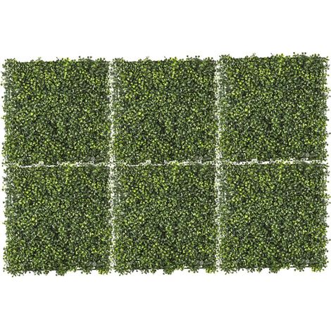 Lot de 6 plaques Mur Végétal 1,5m² Feuillage de Buis 6 x 50 x 50 cm - Rendu Dense et Réaliste - Intérieur Extérieur - Livraison gratuite (1/5)