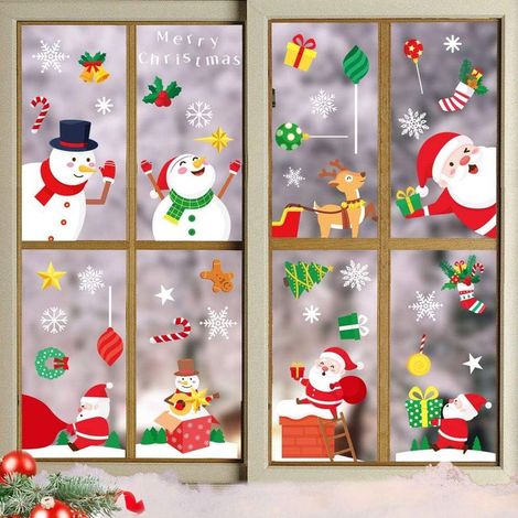 8 hojas de pegatinas navideñas, pegatinas para ventanas, pegatinas decorativas para manualidades, pegatinas navideñas para ventanas, pegatinas electrostáticas (1/5)