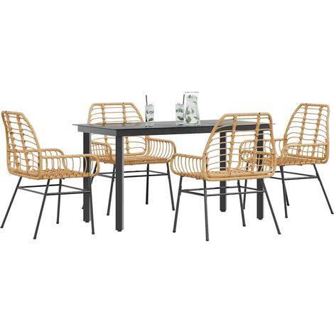 Juego de comedor jardín 5 piezas ratán sintético marrón vidaXL (1/5)