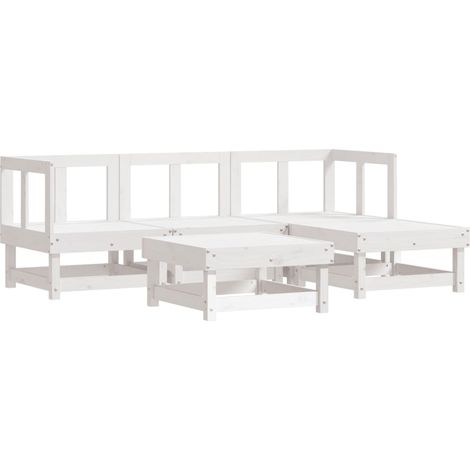 Maison Exclusive - Juego de sofás de jardín 5 piezas madera maciz (1/5)