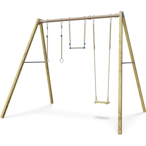 Balançoire en bois poutre métal 3 m Adulte SKYLER 2 - 3 personnes