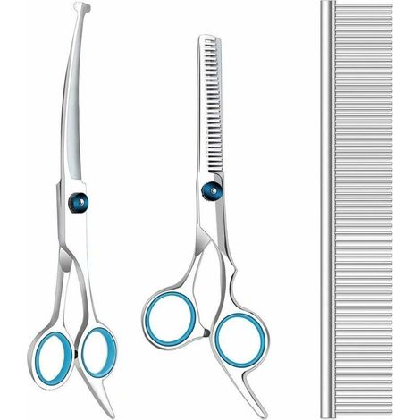 Tonchean – Professionelle Hundepflegeschere – 4CR-Edelstahl – Sicherheitsgriffe mit runden Griffen – Ergonomisch mit Gummiringen