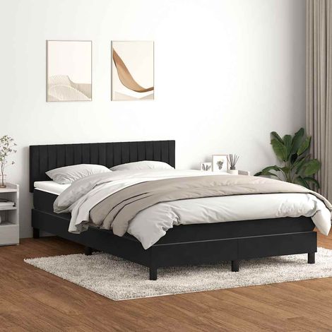 Cama box spring con colchón y LED terciopelo negro 160x210 cm (1/5)