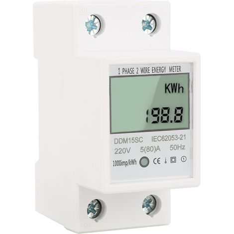 5-80A DDM15SC LCD-Digitalanzeige Einphasen-Elektronischer Energiezähler (kWh) für DIN-Schienenmontage, kWh (1/5)