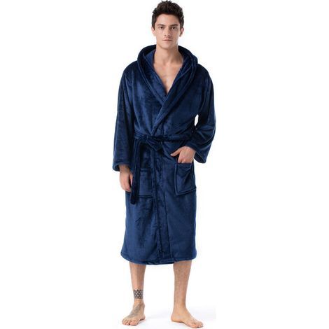 LaBlanc – Bademäntel mit Kapuze für Damen und Herren – Bademäntel mit Kapuze – Saunamäntel – Bademäntel für Erwachsene – Marineblau XXL
