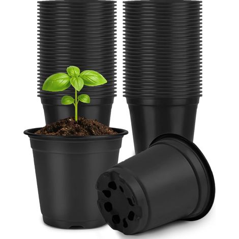 300 pcs 10CM Pots de Fleurs,Pot pour Semis Exterieur,Pot Plastique Plante,Pot de Repiquage,Godets Semis pour Interieur-Noir (1/5)