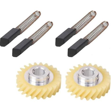 Engrenage à vis sans fin compatible KitchenAid + 2 paires de brosses moteur – Pièce de rechange en plastique renforcé pour mixeur sur socle