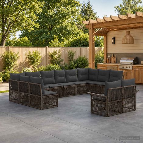 Set Divano da Giardino 12 pcs Grigio polyrattan vidaXL (1/5)