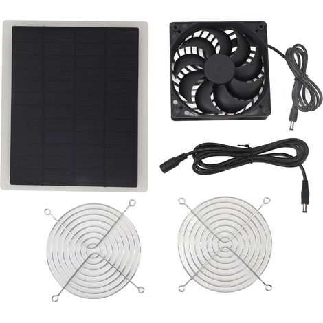 Ventilateur de panneau solaire 10W, double couche d'échappement, coque métallique revêtue, Long câble d'aération pour serre, coopératives, camping-car, maison pour animaux de compagnie