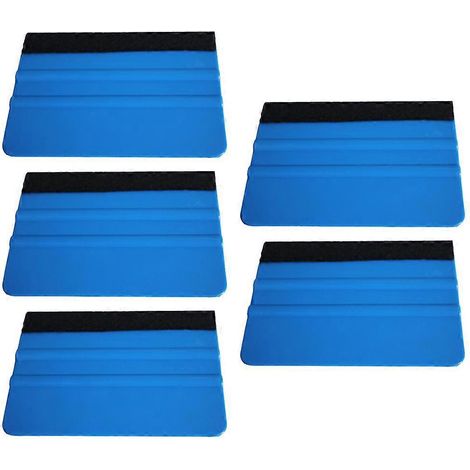 Lot de 5 raclettes en feutre plastique pour vitres de voiture, outil d'application de films adhésifs (bleu)-10.00X7.00X1.00CM-Blue (1/3)