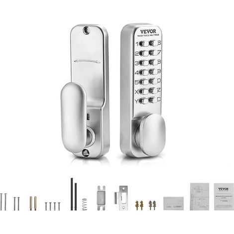 VEVOR Serratura Meccanica Senza Chiave, Serratura Meccanica con 14 Chiavi, Pomello Meccanico per Porta con Tastiera, Serratura per Cancello Impermeabile Senza Chiave in Acciaio Inox Monofacciale
