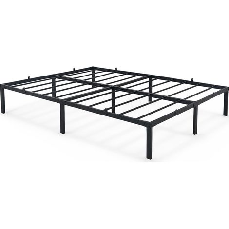 Lit en métal 140x200 cm Lit d'appoint pliant avec Cadre en Métal et Sommier à Lattes Noir 9 Pieds 20 Latters (1/5)